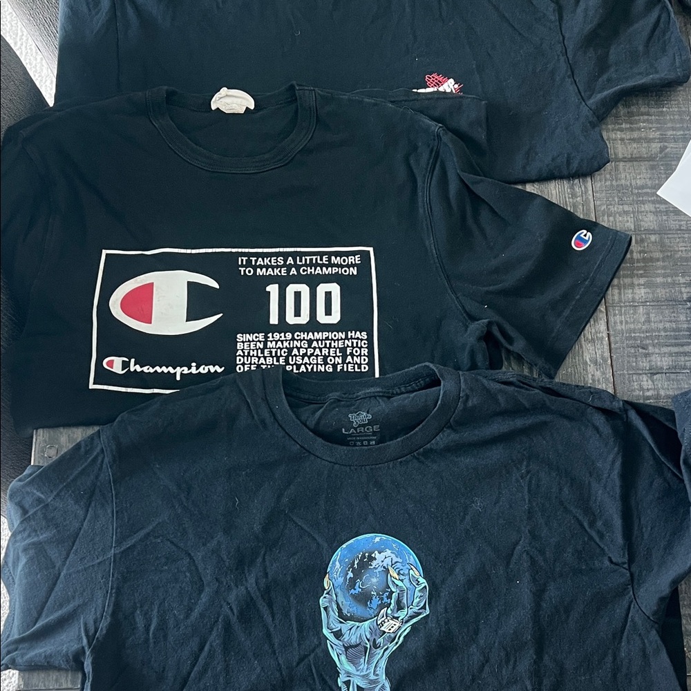 Champion Black T-Shirts with Graphic Designs